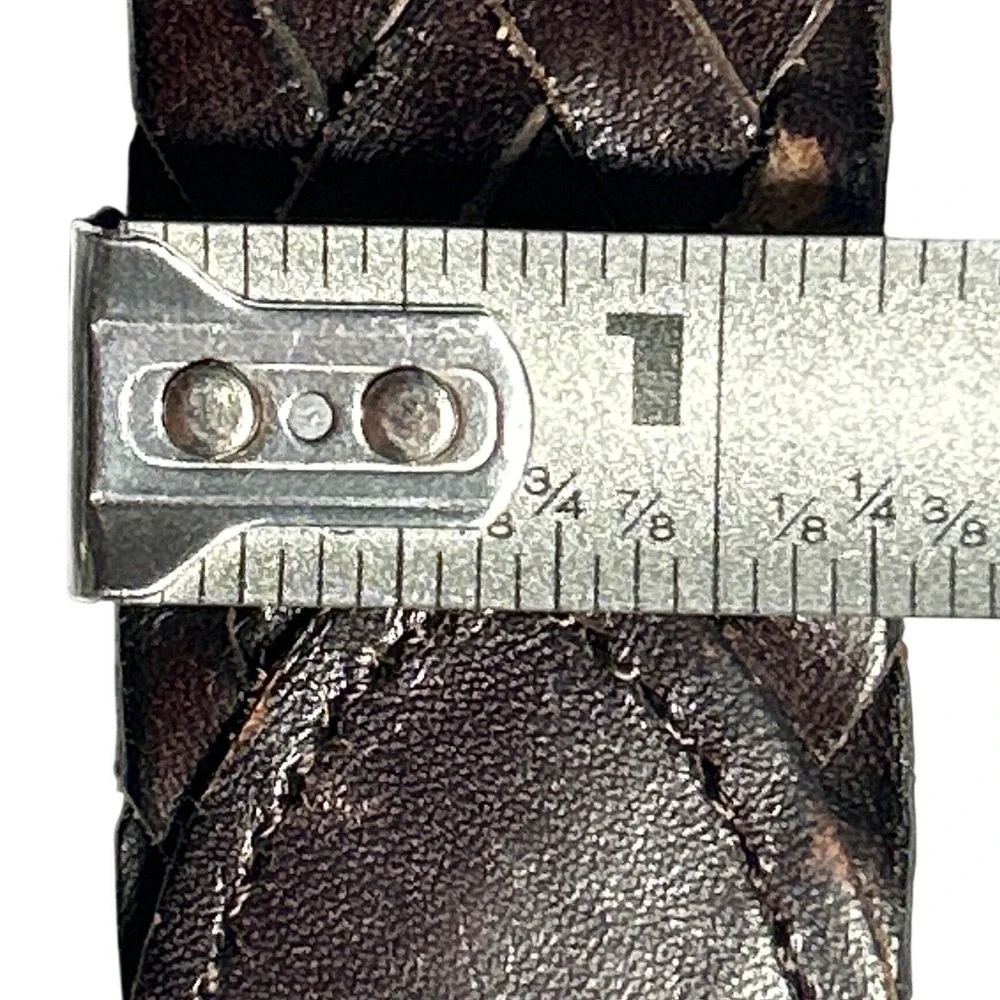 Charles Tyrwhitt Mens Brown Braided Genuine Leather Belt Size 38-40 Brass Buckle